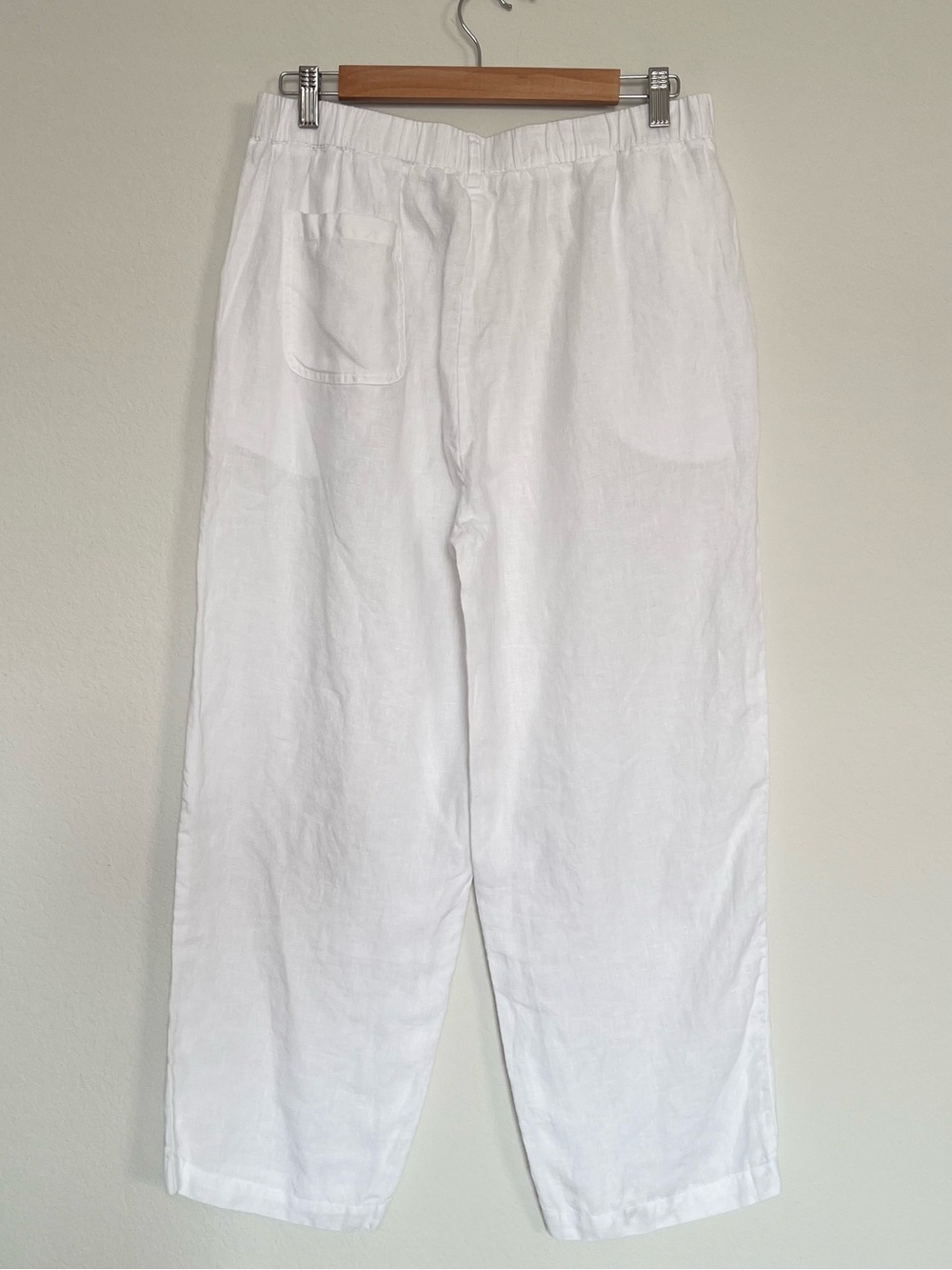 Quince European Linen White Pants Large Lagenlook Coastal Beach Summer Vacation - Picture 3 of 5